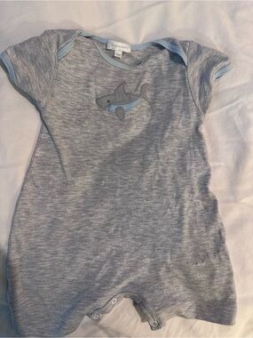 Magnolia Gray & Light Blue Shark Short Sleeve Romper